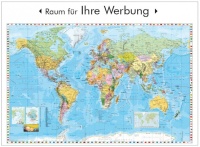  Wandkarte Welt mit Flaggen - deutsche Beschriftung 