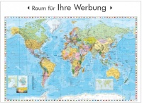  Wandkarte Welt mit Flaggen - englische Beschriftung 