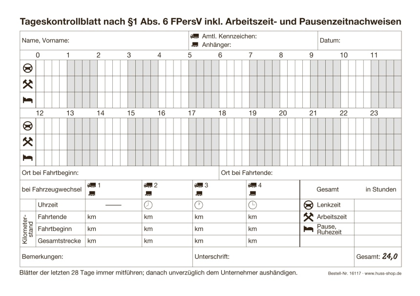 Kontrollbuch für Transporter 2,8 - 3,5 t